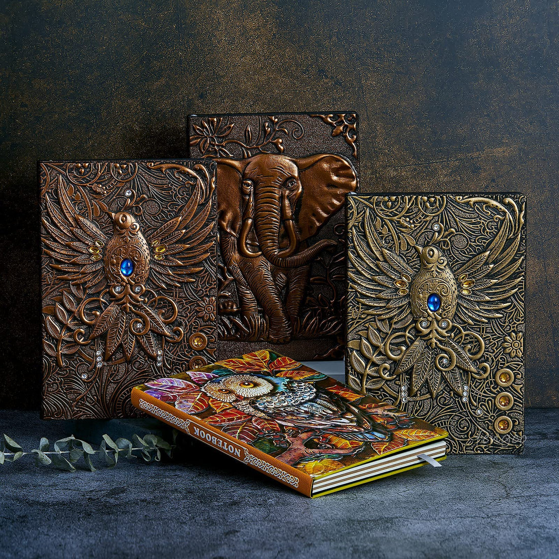 Journal Writing Embossed Leather Notebook - Antique Handmade Leather Daily Notepad Sketchbook, Travel Diary & Notebooks to Write in, Phoenix Gift For Men & Women, with Golden Classic Pen, (Bronze), TCoU Recommendations from Amazon Products