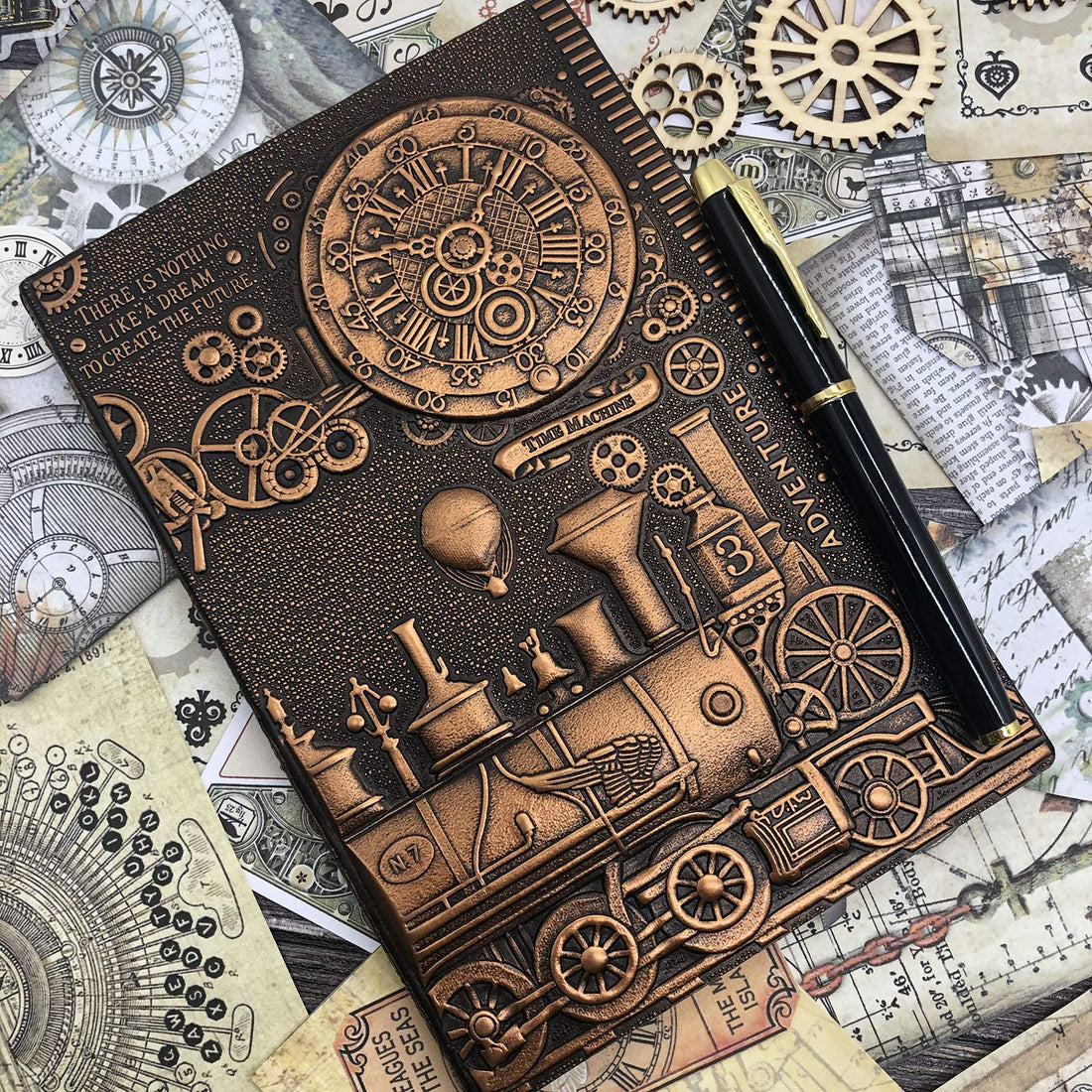 Journal Writing Embossed Leather Notebook - Antique Handmade Leather Daily Notepad Sketchbook, Travel Diary & Notebooks to Write in, Phoenix Gift For Men & Women, with Golden Classic Pen, (Bronze), TCoU Recommendations from Amazon Products