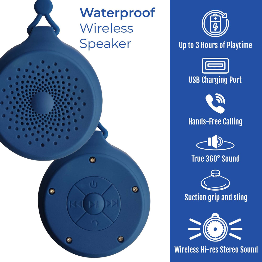 Speaker--Waterproof Shower, Wireless, Portable Speaker – Bluetooth Speaker