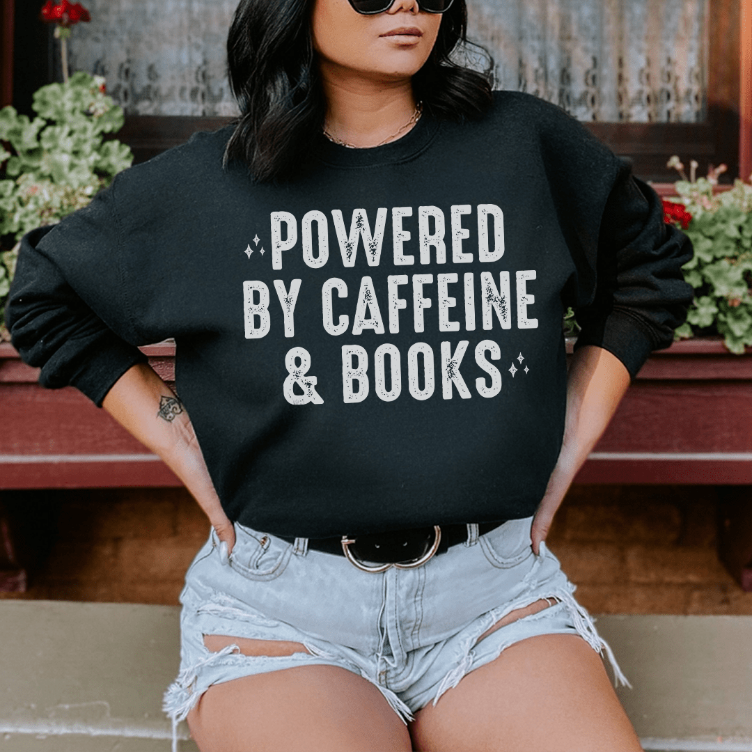 T-SHIRT-Powered By Caffeine & Books