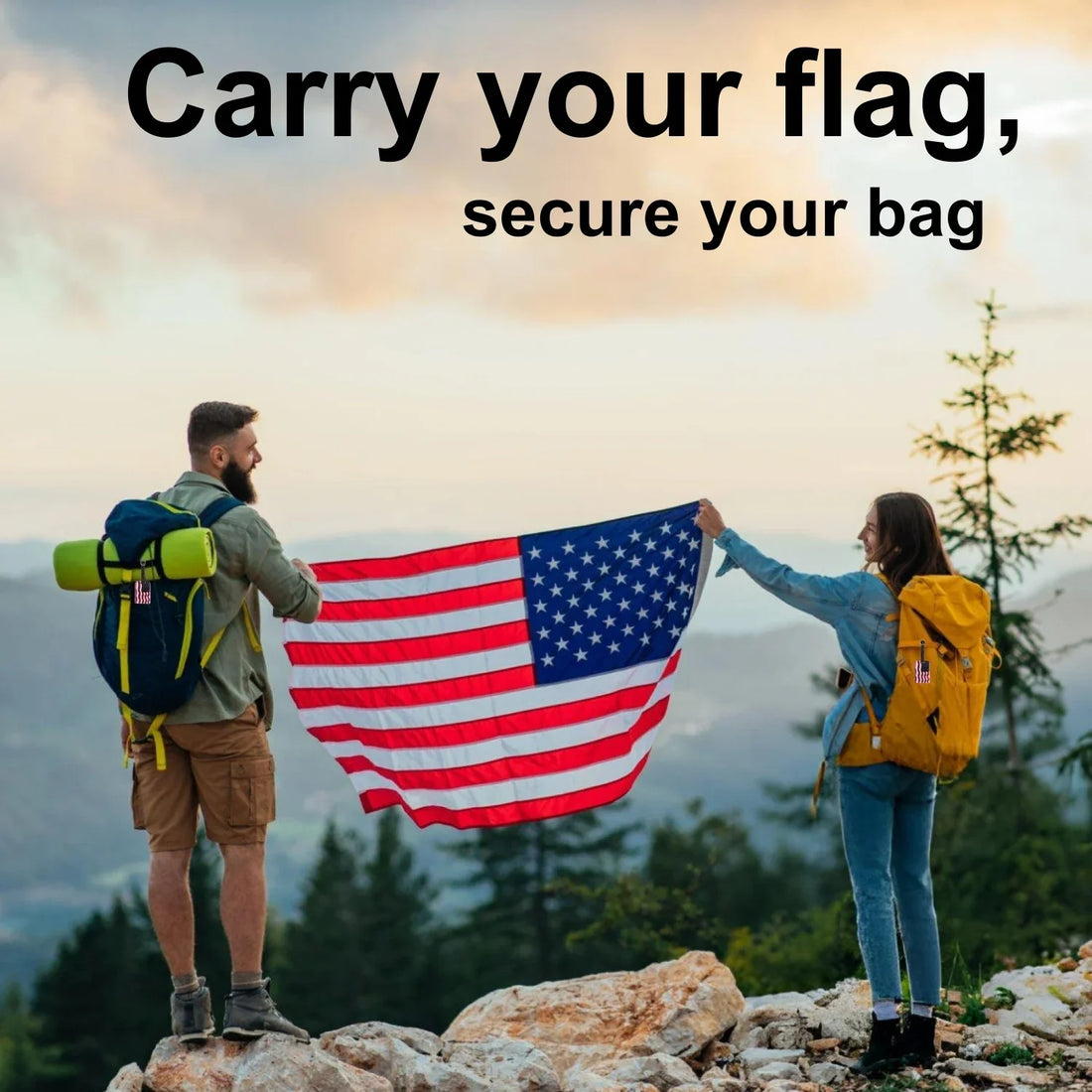 Smart Luggage/Bag Security Tag - USA Flag [2-Pack]